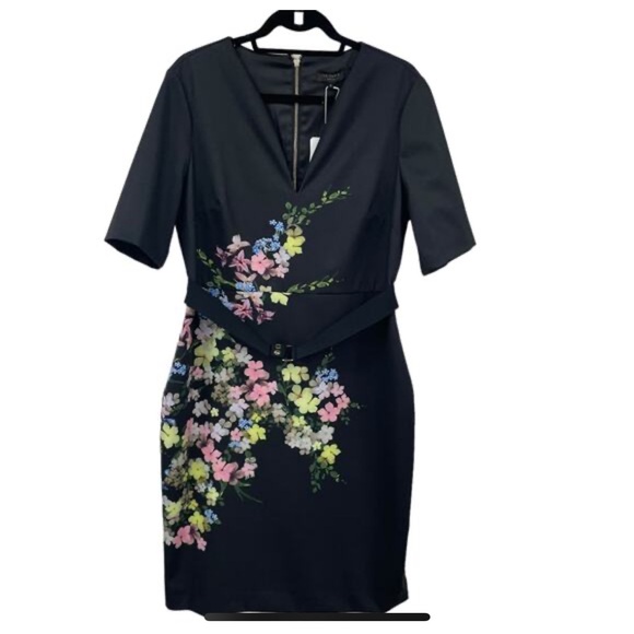 Ted Baker Soliaa Pergola Bodycon Dress Black Floral - Picture 4 of 5